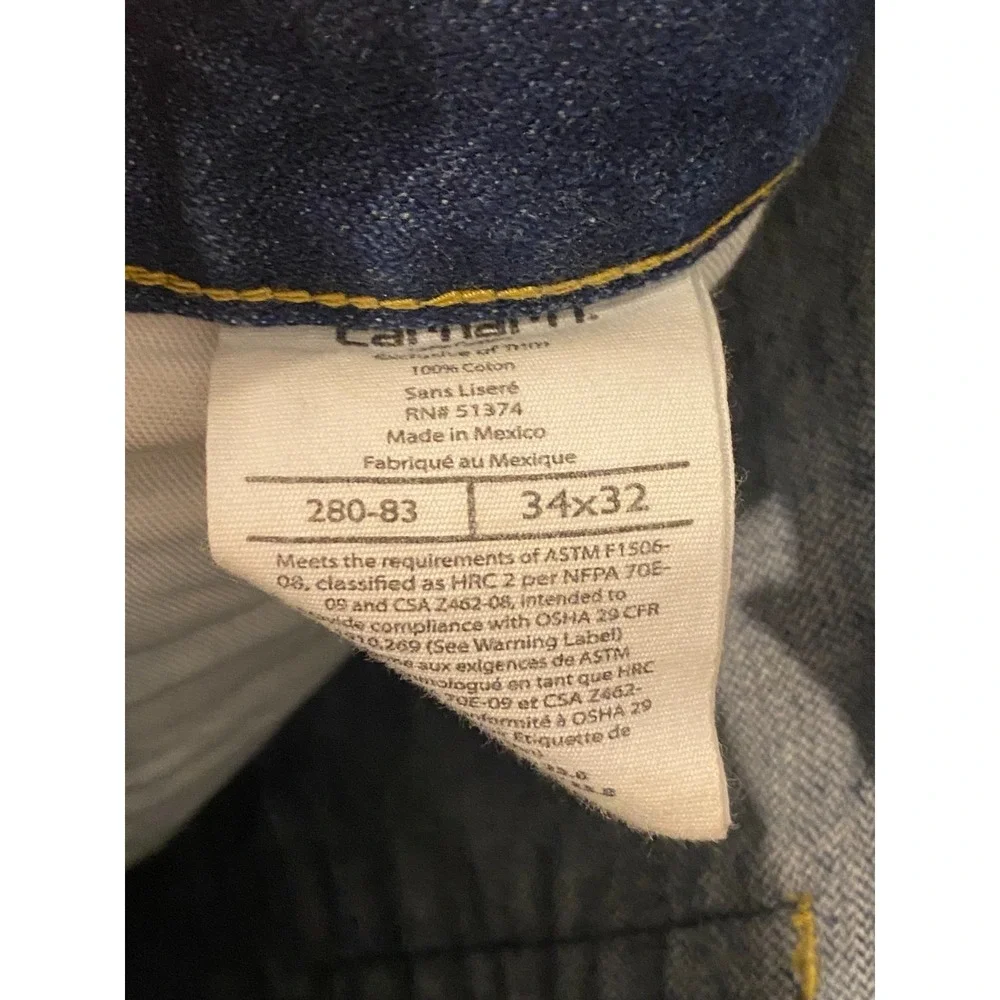 Carhartt FR Jeans Men's 34x32 Blue Flame Resistant Denim Straight Leg Work Pants